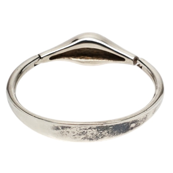 Sterling Silver Green Chrysoprase Gemstone Hinged Bangle Bracelet #20645 - Picture 4 of 10